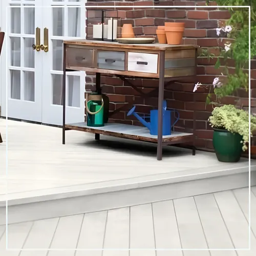 Deck Wpc Exterior Linea Camaleon 22mm X 138 X 2900 [unidad] Blanco Puro Y Roble Marron Mate