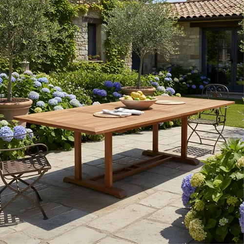 Mesa Fija Jardin Standart- 85x107x214cm Teca/ Angelin Natural Laqueado