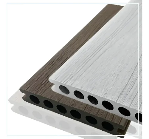 Deck Wpc Exterior Linea Camaleon 22mm x 138 x 2900 [unidad] Blanco Puro y Roble Marron Mate