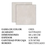 Imagen 4 de Porcelanico Importado Cejatel 68cm X 68cm- [caja X 2,73m2] Patmos Grey