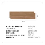 Imagen 5 de Porcelanato Cejatel Simil Madera 28x118cm [caja X 1.69m2] Laminus Brown