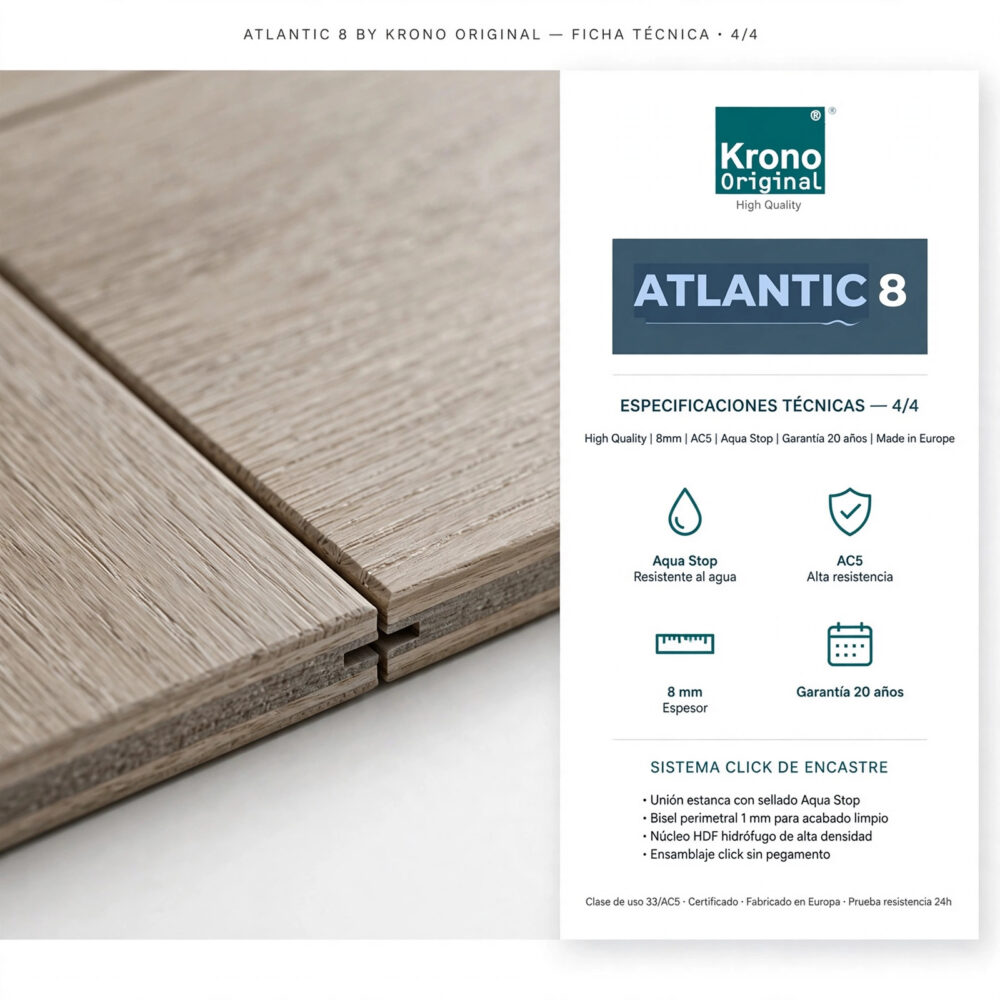 Imagen 1 de Piso Flotante Waterproof- Atlantic 8 (caja 2,26m²)